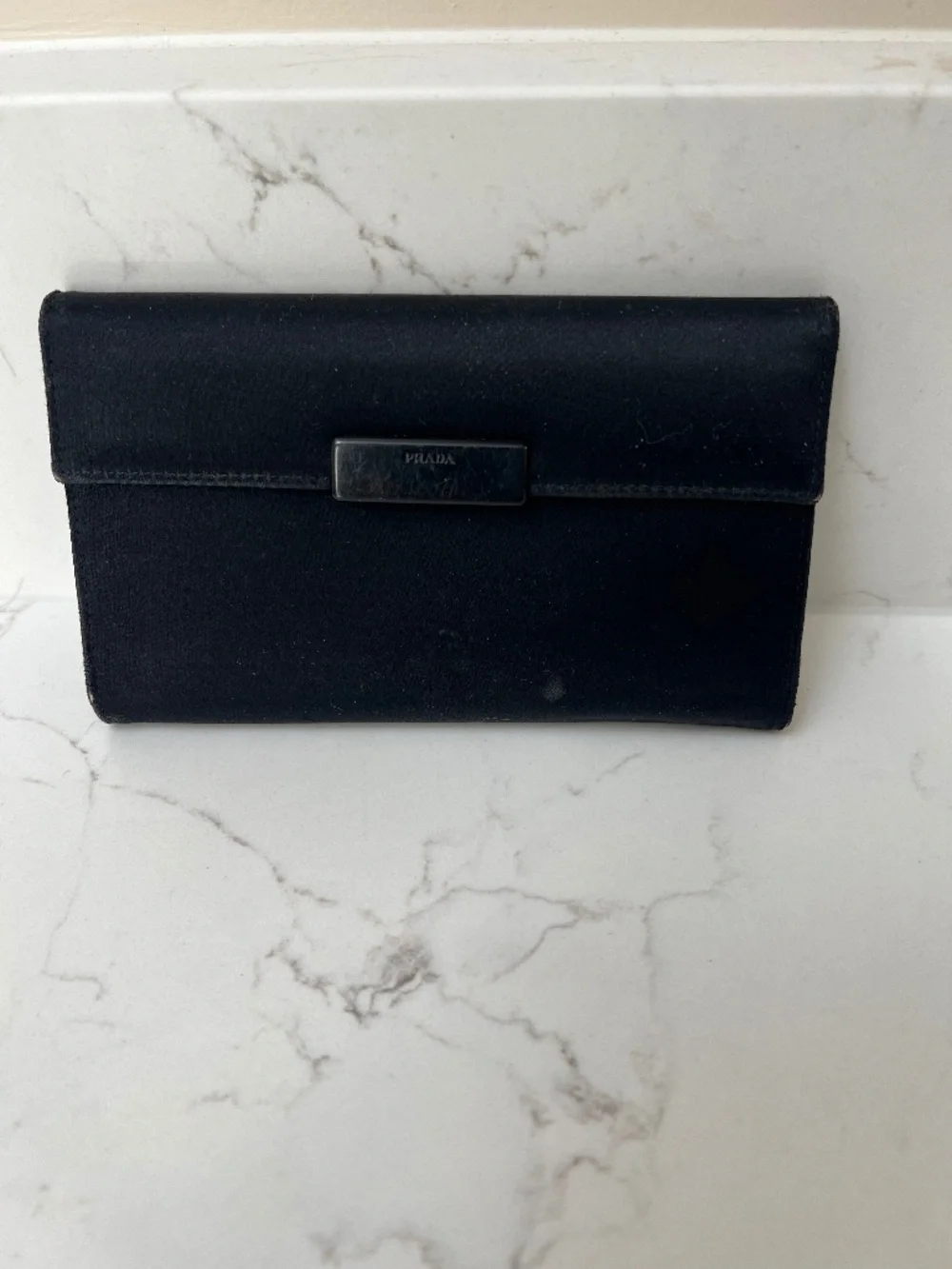 Vintage Prada Black Tessuto Nylon & Leather Trifold Wallet – Made in Italy